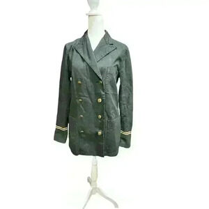 POLO by Ralph Lauren Black Cotton/Linen Military Jacket Coat Blazer Size 8